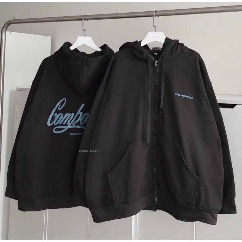 Áo Khoác Hoodie Zip Combosu Vải nỈ Bông Mềm Mịn Phong Cách Ulzzang Unisex Cá Tính Hot Trend Mới