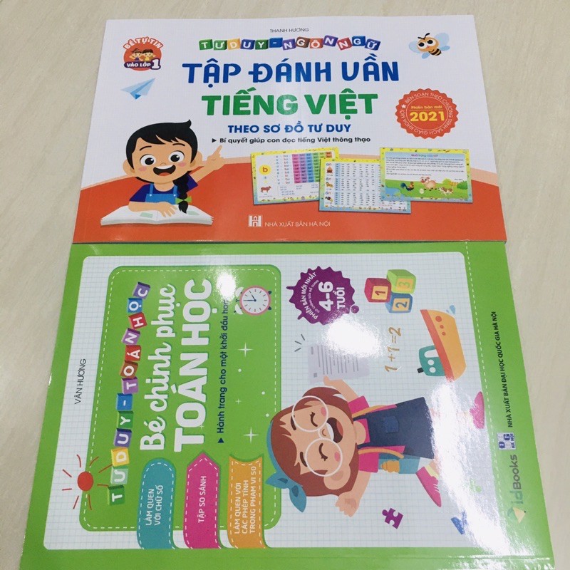 Combo Tập đánh vần tiếng Việt và Chinh phục toán học cho bé từ 4-6 tuổi