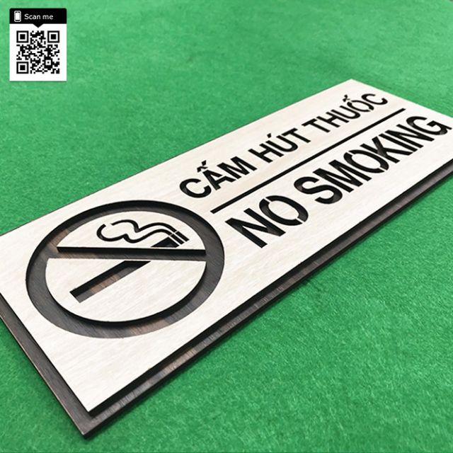Bảng Gỗ Woody - Cấm Hút Thuốc - No Smoking