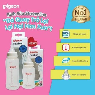 [Chính Hãng] Bình Sữa Cổ Hẹp Pigeon StreamLine 150ML - Bình Sữa Cổ Hẹp Cho Bé/Tặng kèm quà