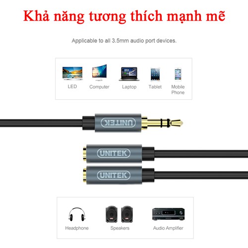 DÂY CHIA TỪ 1 RA 2 TAI NGHE LOẠI TỐT UNITEK Y-C956 JACK CẮM 3.5 LY