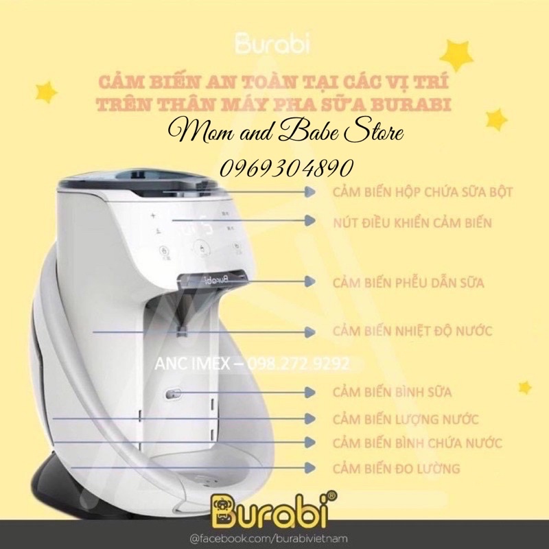 &lt;Bảo hành 12 tháng - Lỗi 1 đổi 1) Máy pha sữa Burabi Plus