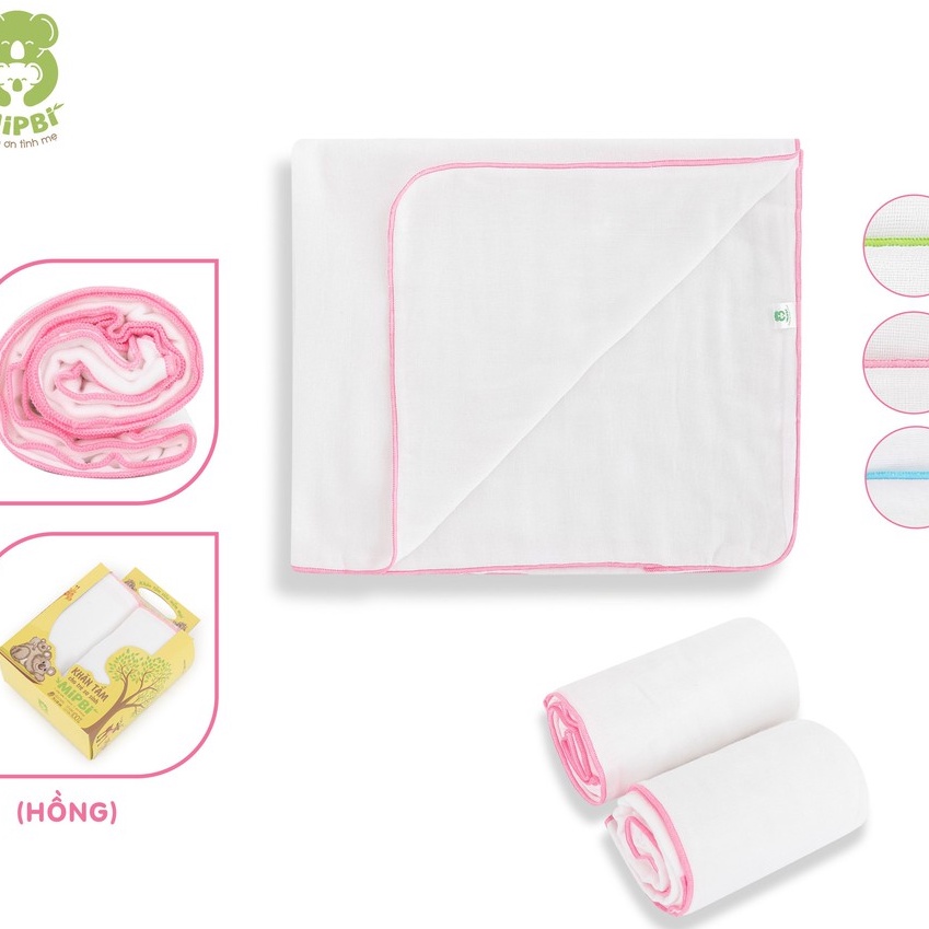 [CHÍNH HÃNG] Hộp khăn tắm cotton xuất Nhật mềm mại kích thước 75x85cm (Hộp 2c) Mipbi