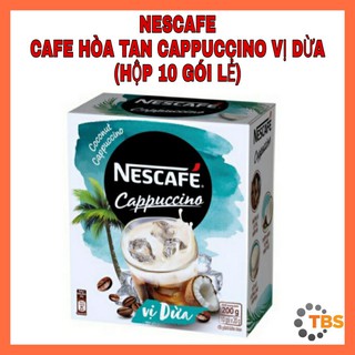 [NESCAFE-CAFE CAPPUCCINO VỊ DỪA, HỘP 10 GÓI LẺ] CAFE, CÀ PHÊ CAPPUCCINO VỊ DỪA