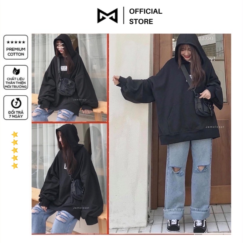 Áo Hoodie This &amp; That form rộng phong cách Ulzzang full tag logo thêu nỉ bông size dưới 70kg