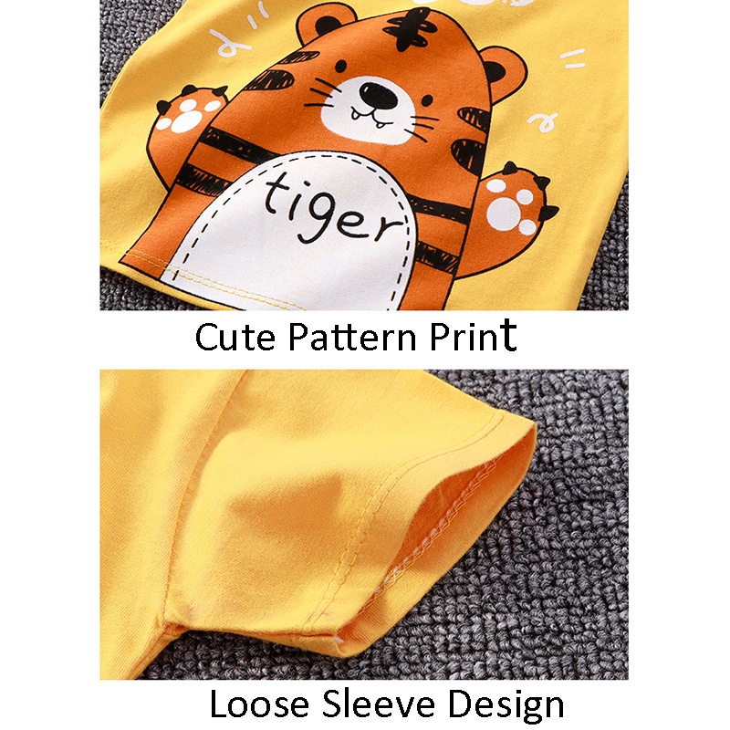 Bộ Quần Áo 100% Cotton Ngắn Tay Họa Tiết Hoạt Hình Thời Trang Mùa Hè Hàn Quốc Dành Cho Trẻ