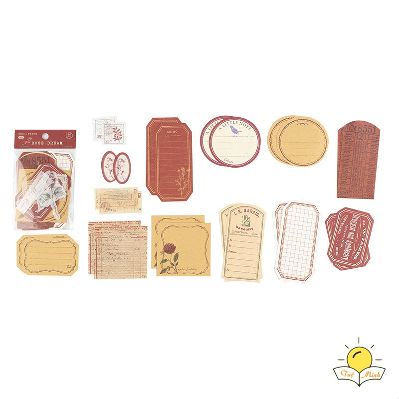 Set 30 giấy tag list, sticker tấm ghi chú memo trang trí bullet journal, album STI27