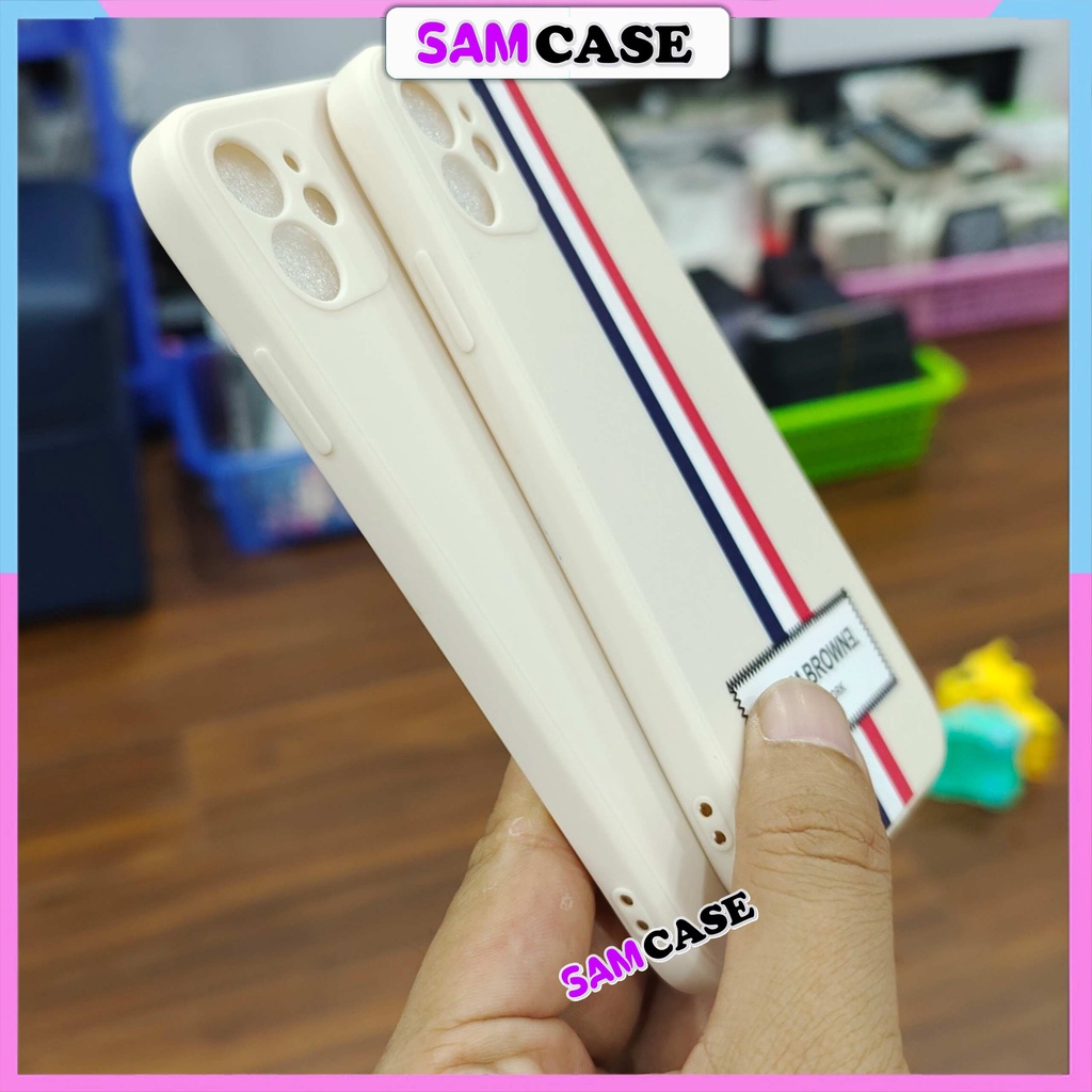 Ốp lưng iPhone 6/6s/7/8/X/XS/11/12/13 Pro Plus Max viền vuông chống sốc silicon mềm bảo vệ camera hình Thom Browne SC123