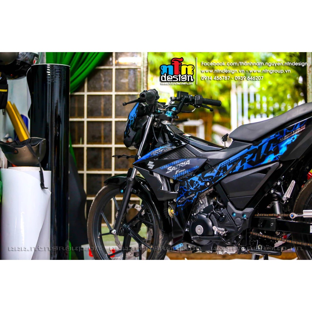 Tem Rời Dán Xe Raider FI Mẫu Zin Xanh Đen Cực Chất, Hàng 3 Lớp Chất Lượng Cao ,Team Decal