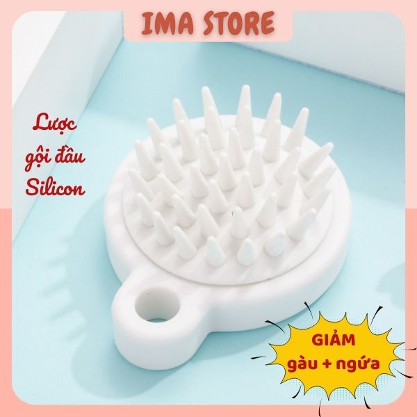 Lược gội đầu silicon IMA Store màu trắng mát xa da đầu giảm rụng kích thích mọc tóc