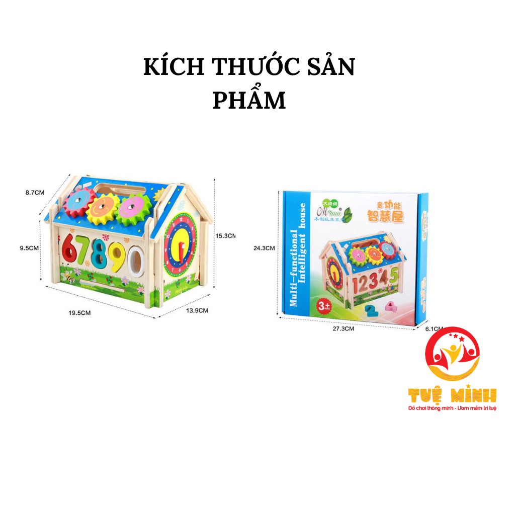 Nhà Thả Số Đập Bóng Gỗ 3 Trong 1 Cho Bé Học Con Số Màu Sắc Và Cách Xem Giờ