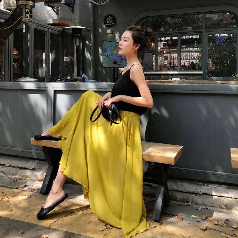 Chân váy voan maxi lưng cao nhiều màu sắc phong cách thanh lịch dành cho nữ