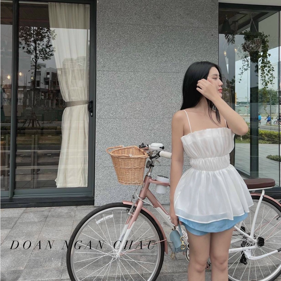 Bộ Áo 2 Dây Voan Kèm Chân Váy Kaki Xanh 🦋