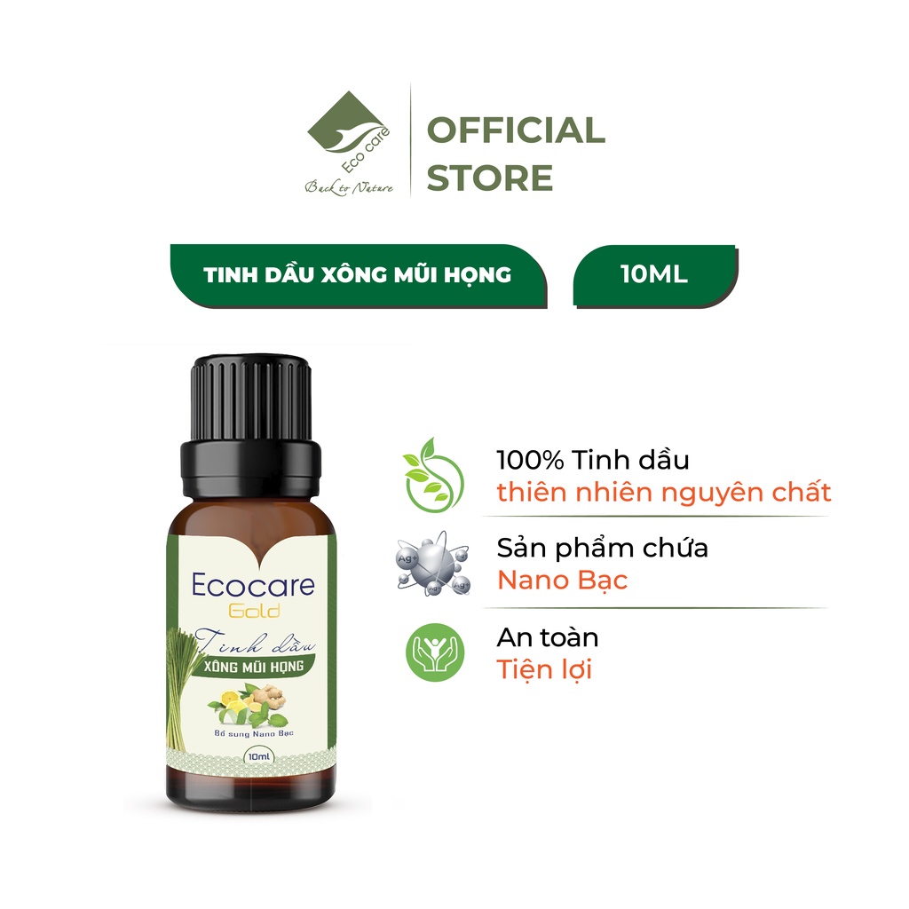 Tinh dầu Xông mũi họng Ecocare chiết xuất hoàn toàn từ thiên nhiên 10ml