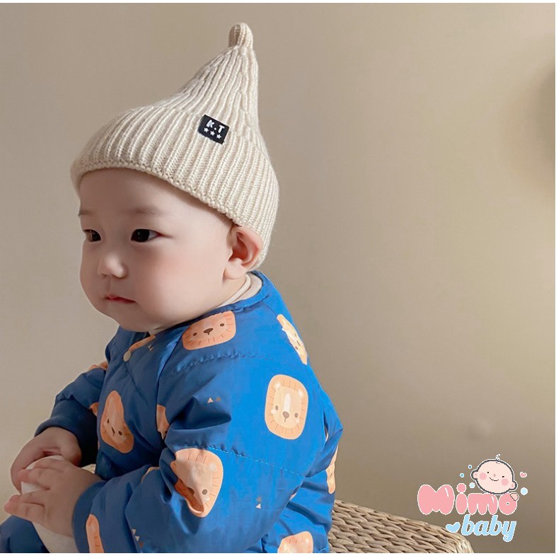 Mũ len dệt kim trẻ em - mũ len trơn củ tỏi chữ KT(1-4y)