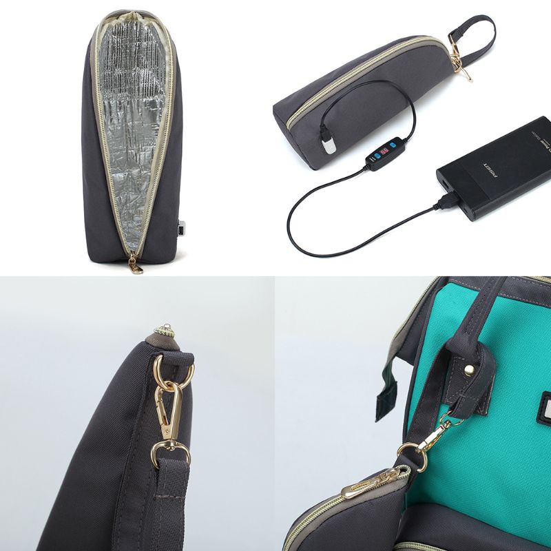 Túi đựng bình sữa giữ nhiệt sạc usb gắn xe đẩy em bé tiện dụng