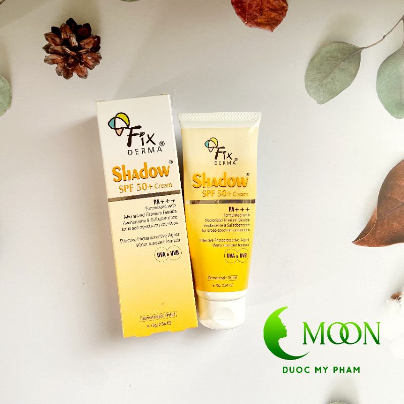 Kem chống nắng Fixderma Shadow SPF 50+ Cream PA+++ dạng kem mỏng nhẹ không gây bí da ngăn ngừa da thâm sạm 75g