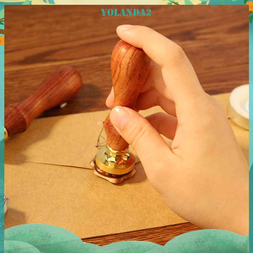 Con Dấu Sáp Bằng Kim Loại Tay Cầm Gỗ Phong Cách Cổ Điển