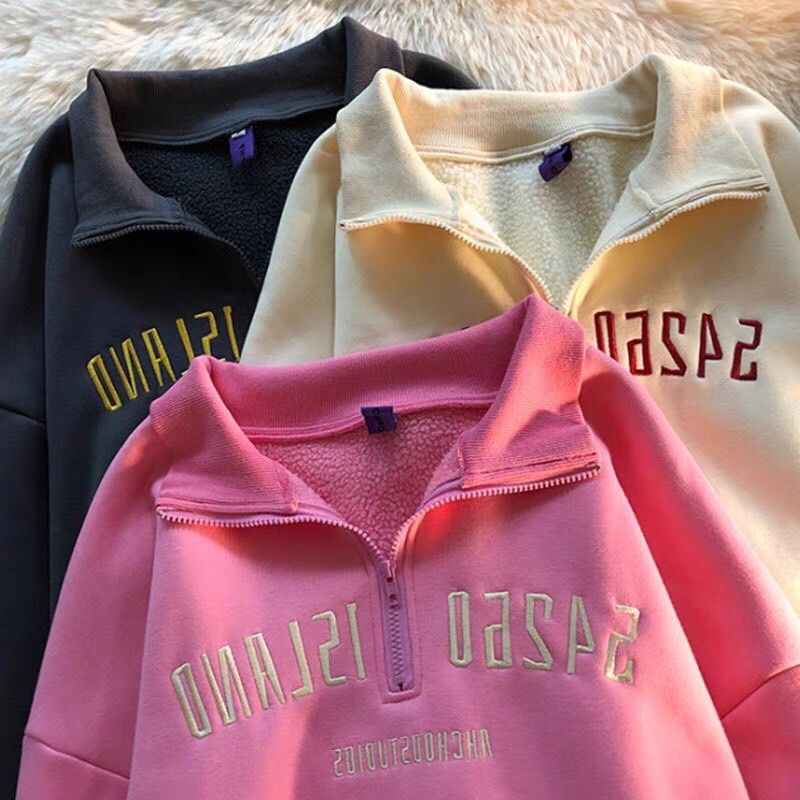 ÁO SWEATER ZIP/POLO TAY DÀI KHOÁ KÉO FORM RỘNG UNISEX ULZZANG STYLE HÀN QUỐC BASIC (order) | BigBuy360 - bigbuy360.vn