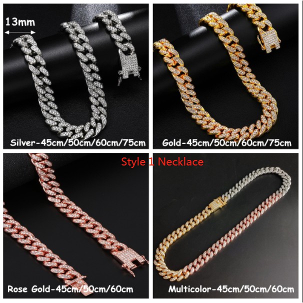 Vòng cổ Đính Đá Kim Cương 12mm Sang Trọng Phong Cách Hip Hop Thời Trang Cho Nam Và Nữ