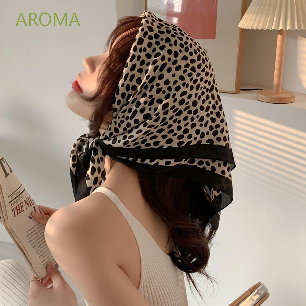 Khăn choàng cổ bằng lụa giả in họa tiết hoa thanh lịch cho nữ