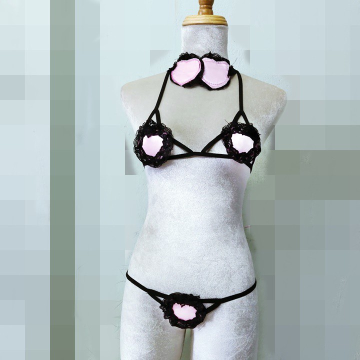 Bộ đồ lót sexy trái tim kèm băng che mắt khiêu gợi