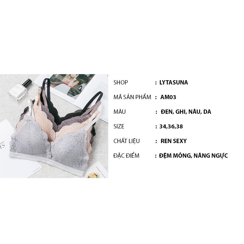 Áo lót nữ Đúc su phối  ren hoa Baby cao cấp thông thoáng AM03 | BigBuy360 - bigbuy360.vn