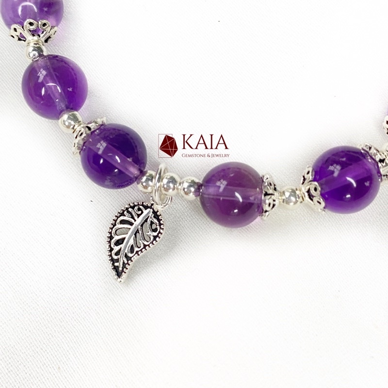 Vòng tay phong thuỷ Amethyst Lavender cỏ bốn lá may mắn bạc 925 - KAIA