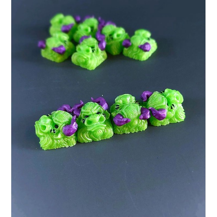 Keycap resin bull clone tone lá tím trang trí bàn phím cơ gaming