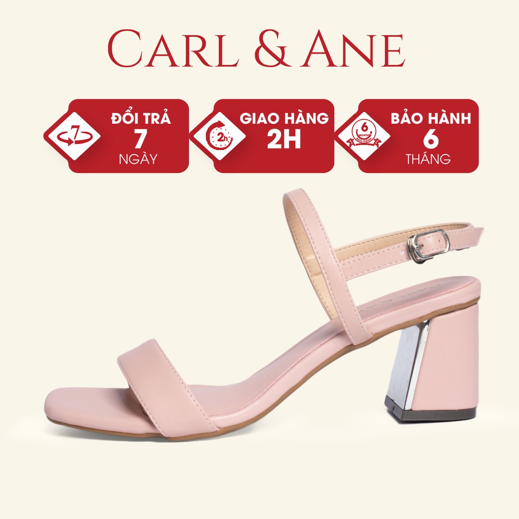  Carl & Ane - Giày sandal mũi vuông cao 7cm màu hồng nhạt_CS005