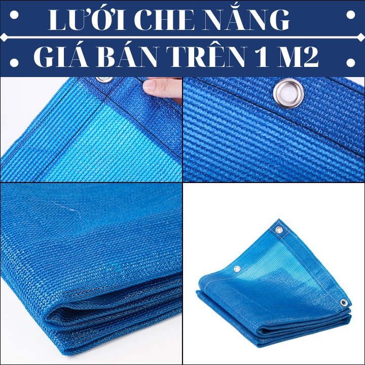 [ Kích thước 2x4 màu XANH DƯƠNG ] Lưới Che Nắng - May Viền Đóng Khoen Sẵn - Nhựa Nam Việt