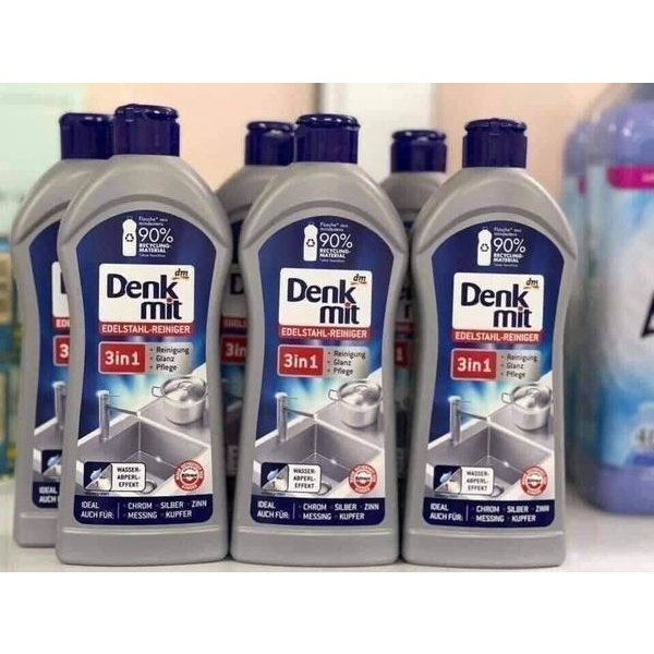 Dung dịch tẩy rửa, đánh bóng đồ kim loại, inox Cao Cấp Denkmit 3in1, 300ml - Hàng Đức Chính Hãng
