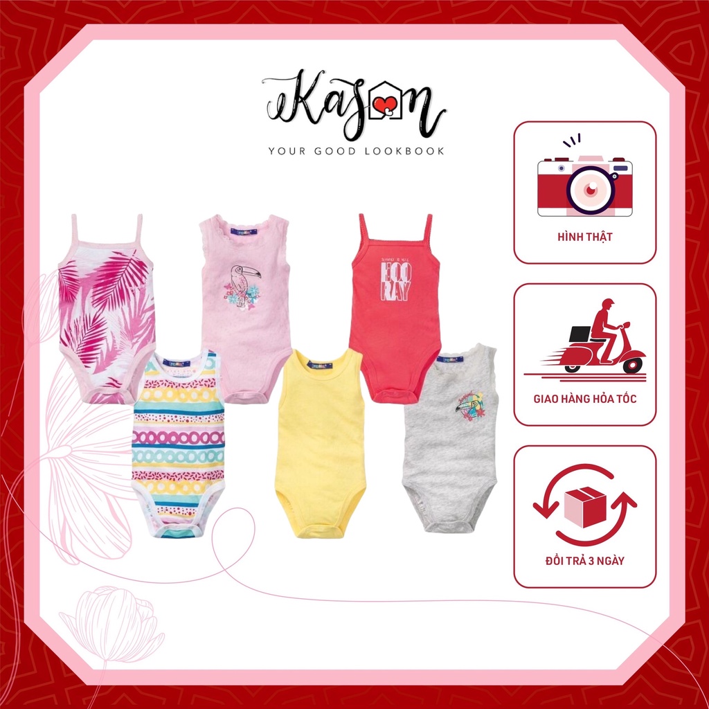 Set 2 Áo Bodysuit 2 Dây Hàng Xuất Cho Bé Gái