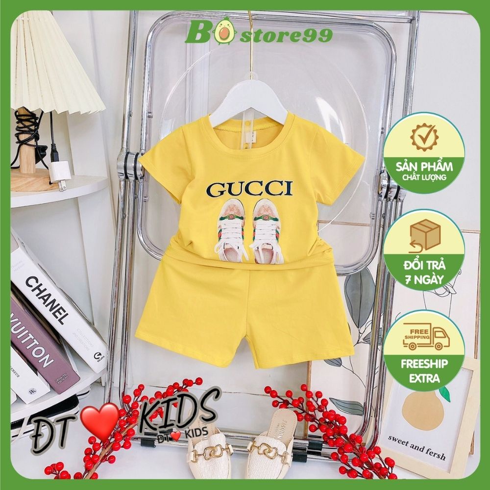 Bộ đồ cho bé họa tiết đôi giày. set quần áo hè chất liệu cotton mặc ở nhà hay đi chơi đều phù hợp