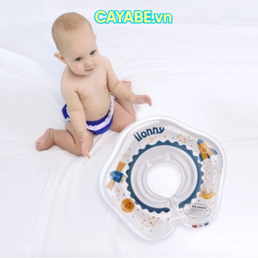 Phao bơi đỡ cổ cho bé Lionny chống lật tên lửa xanh - gấu vàng có tay nắm an toàn cho bé sơ sinh