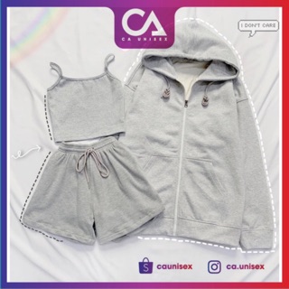 Set đồ hoodie nữ trơn ulzzang chất cotton cho mùa hè ( ẢNH THẬT )