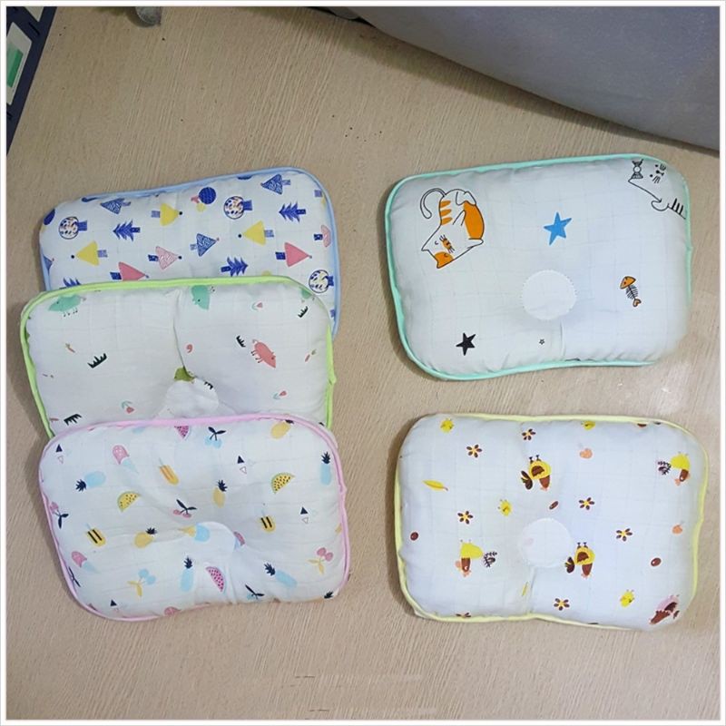 Gối xô siêu mềm chống bẹp đầu in hình dễ thương cho bé sơ sinh 20 x 30cm