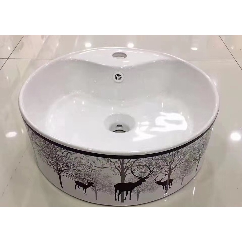 Lavabo bàn đá hươu tròn, bồn rửa mặt hươu tròn ikiza chính hãng giá tốt