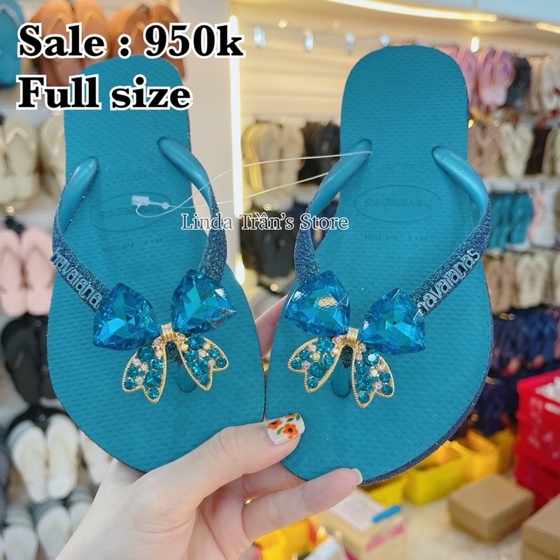 dép HVN ktv xanh biển nơ xanh