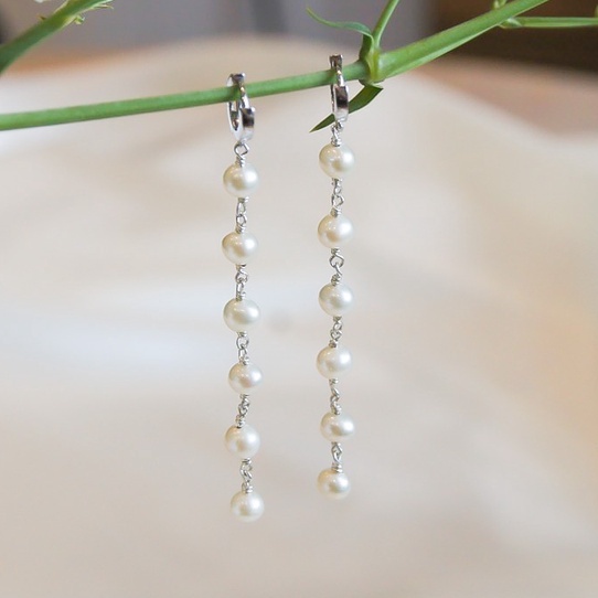 Bông tai dây dài bạc Handmade Míya Jewellery