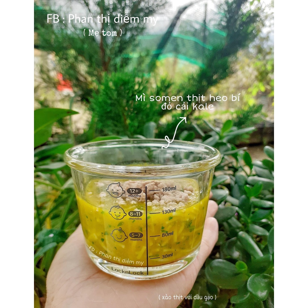 Hộp thủy tinh  LOCKnLOCK có chia vạch cho bé 230ml đựng đồ ăn dặm