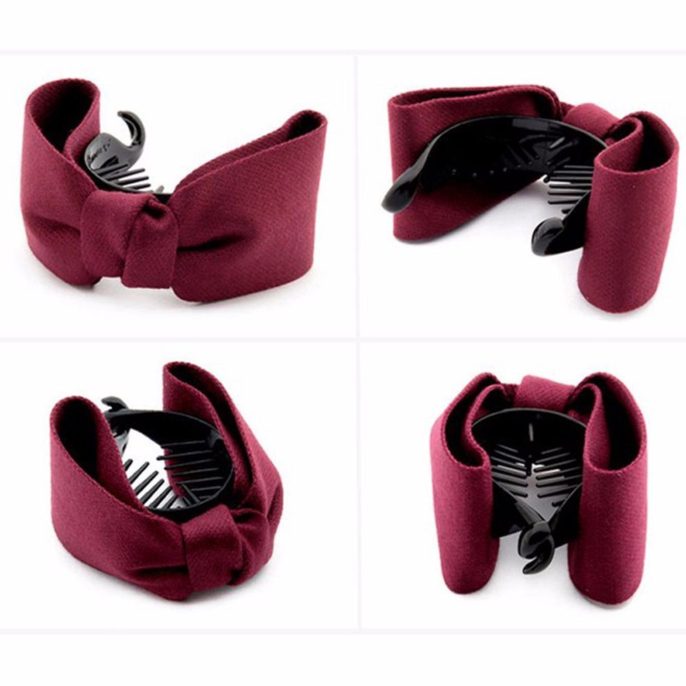 Women Hair Claw Solid Big Bows Banana Hairpins Ties Ponytail Headband Hair Clips