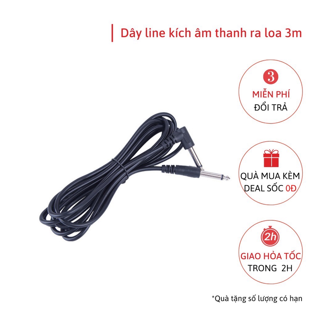 Dây line guitar kích âm thanh ra loa dài 3 mét dây kết nối jack cắm 6.5mm