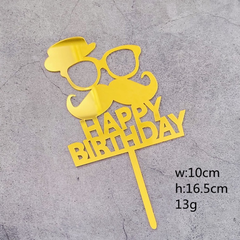 đồ cắm bánh kem sinh nhật [FREESHIP❤️] combo 10 thẻ mica tráng gương siêu đẹp