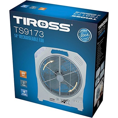 Quạt sạc tích điện 14&quot; Tiross TS9173, Công suất 30W, Thời gian sử dụng 5-7h - Bảo hành 12 tháng