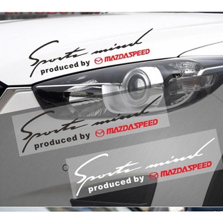 Tem dán , Decal chữ Sport trang trí cho ô tô Mazda (Đen đỏ)