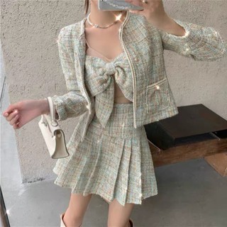 Sét áo dây nơ tờ trước ngực + chân váy + áo vset