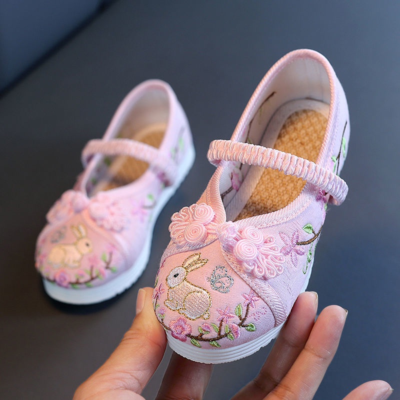 Giày Vải Thêu Thủ Công Phong Cách Dân Tộc Bắc Kinh Cổ Điển Cho Bé Gái