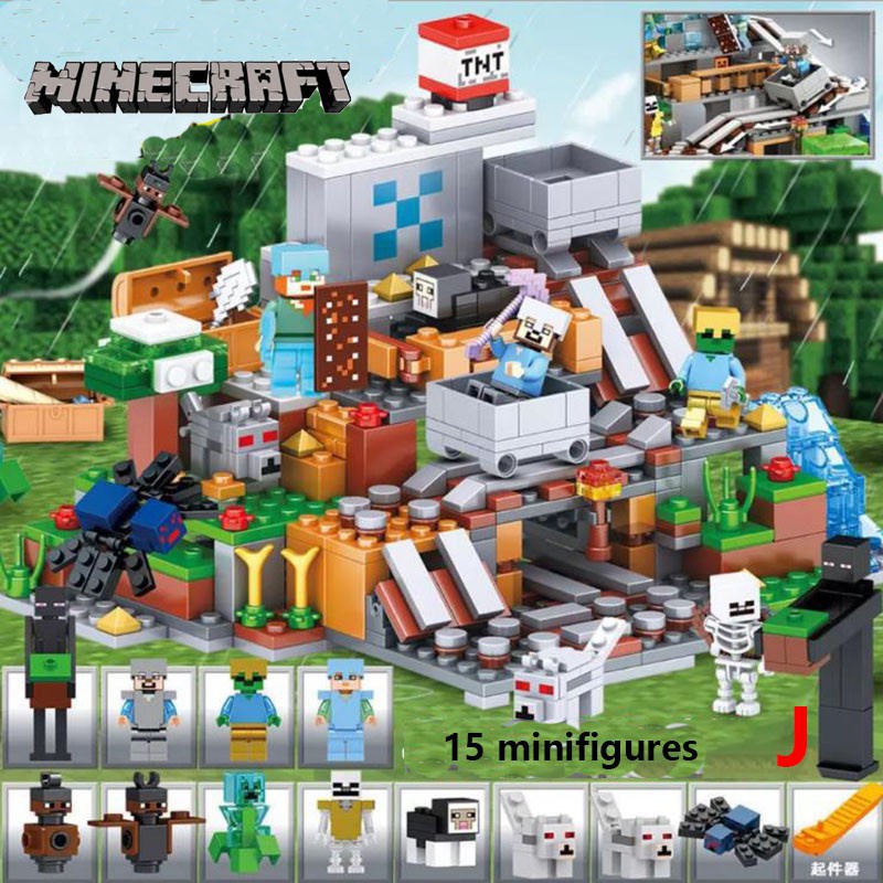 Bộ 1208 khối lắp ráp phong cách Minecraft dành cho bé