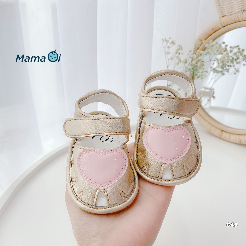 Giày sandal cho bé dép tập đi đế nhựa cao su mềm màu be cho bé yêu 0-18 tháng của Mama ơi - Thời trang cho bé